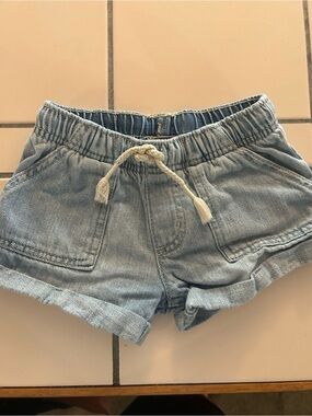 Kids Light Blue Denim Drawstring Shorts